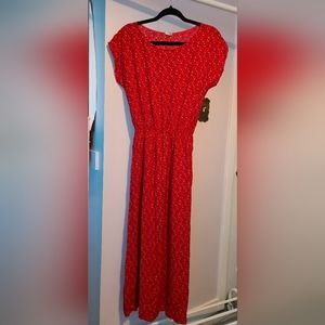 Vintage Ruby Red Sailor Dress Small